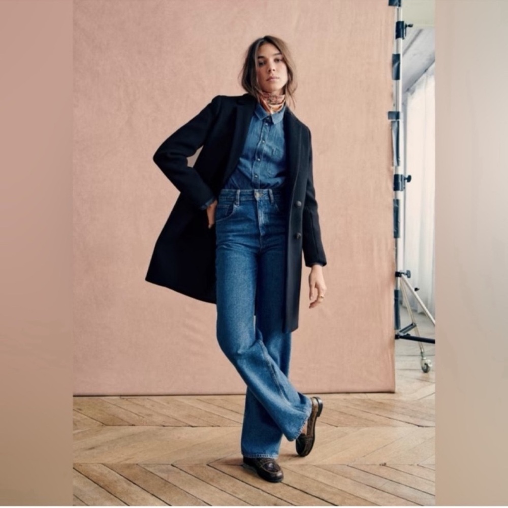 Sezane Johnson Coat Peacoat Wool Navy Blue Size 34 US 2 - Picture 8 of 11